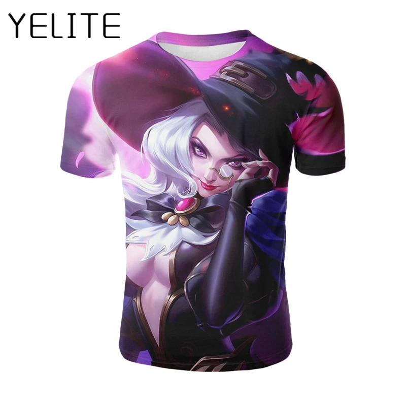 YELITE игра мобильные легенды 3D печать футболка носить очки сексуальная девушка