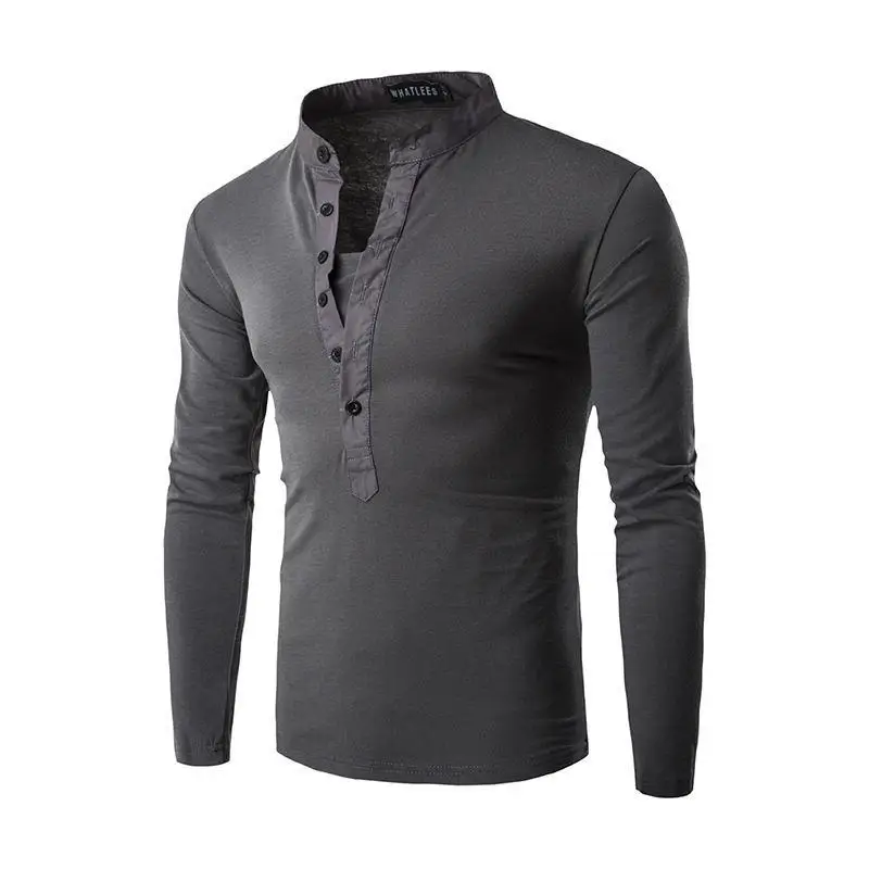 Для мужчин Цвет Футболка Slim Fit Повседневное пуловер с длинными рукавами Топы