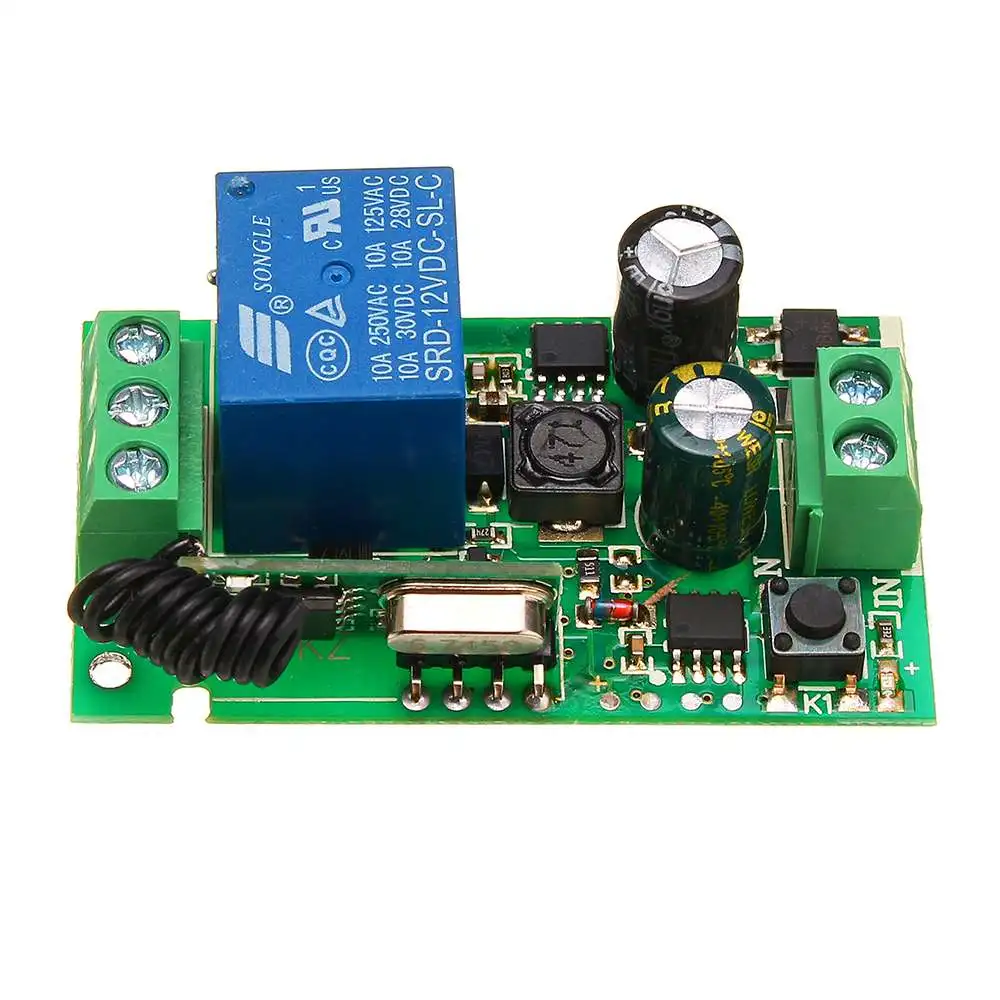 

CLAITE 1pc 315MHz/433MHz RF Wireless Relay Remote Control Board Transmitter Receiver Switch Module 220V 10A 1CH