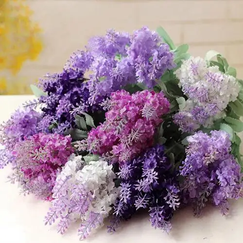 

Hot Artificial Lavender Silk Flower Bouquet Wedding Home Party DIY Decor 10 Heads Artificial Flower Decorations Home Decor