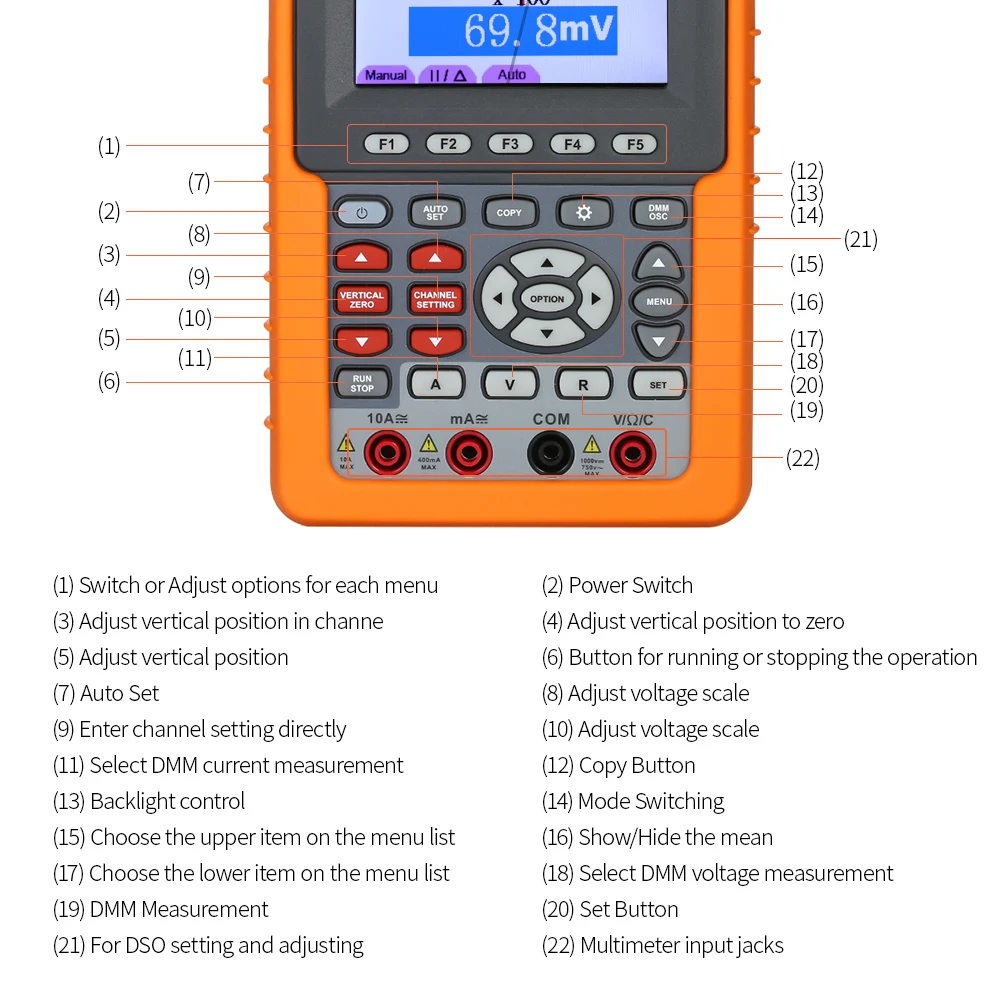 Owon HDS1021M-N цифровой одноканальный Портативный осциллограф и мультиметр 20 МГц полоса пропускания 500 м/с частота дискретизации