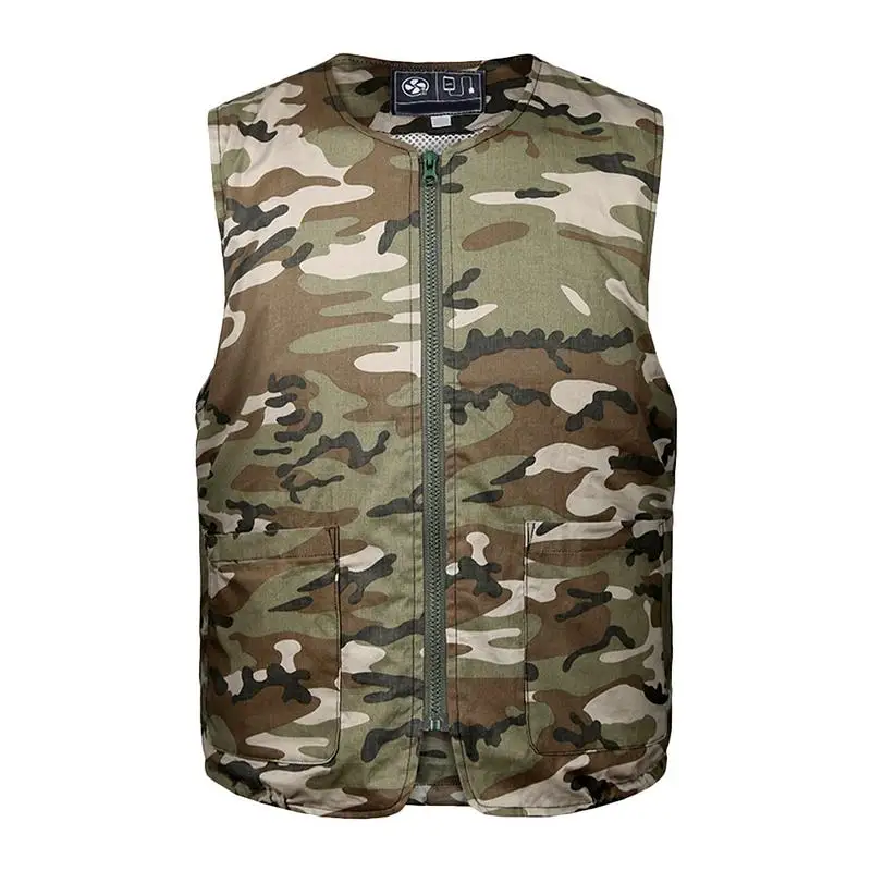 

Men Camouflage Outdoor Quick Dry Fishing Vest Riding Fan Cooling Suit Vest High Temperature Heatstroke Cooling Vest Air Clothing
