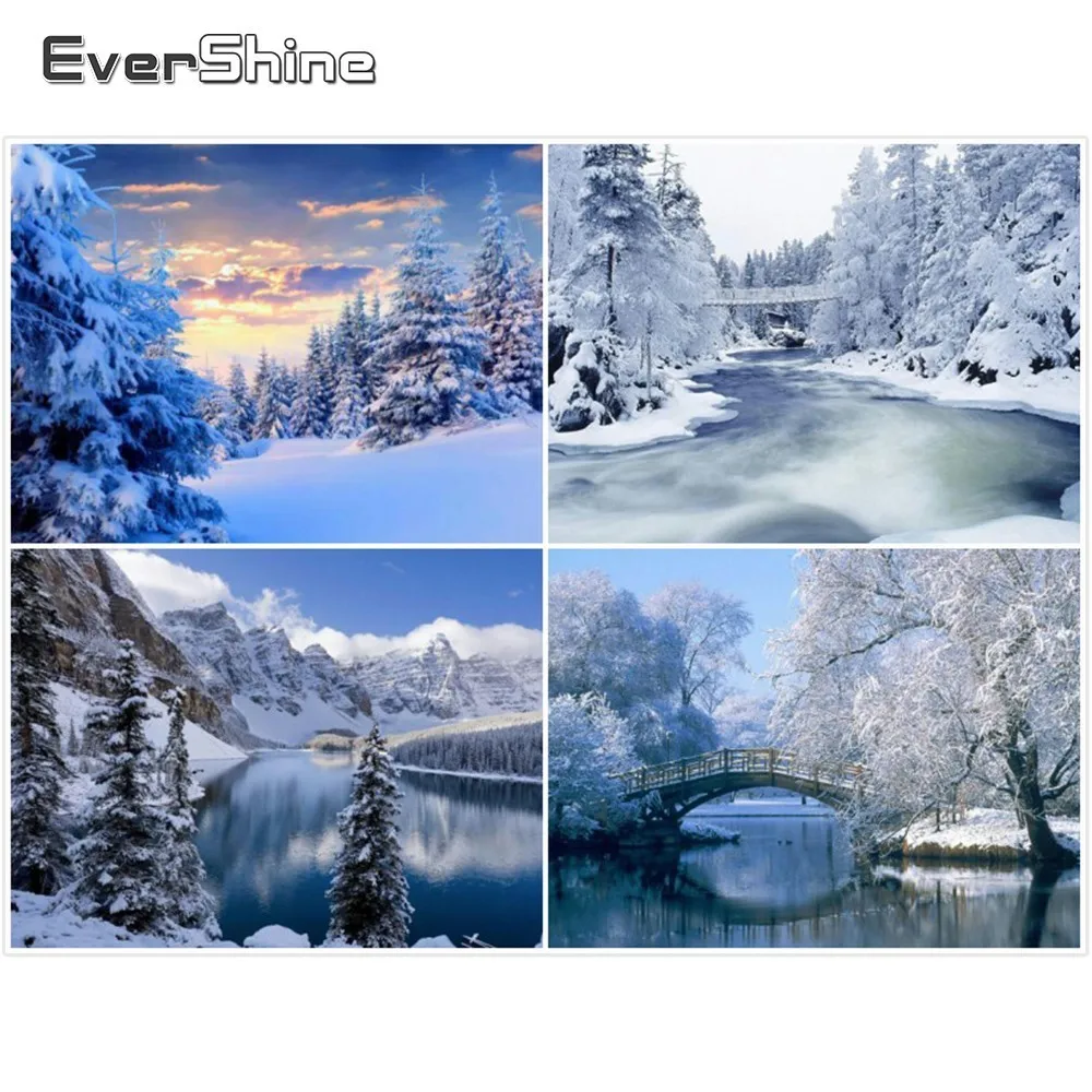 

EverShine Diamond Embroidery Sale Diamond Painting Full Square Diamond Mosaic Picture Of Rhinestones Winter Landscape Full Set