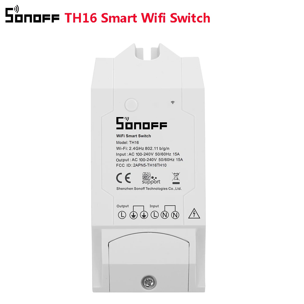 Умный Wifi переключатель Sonoff TH16 контроль температуры и влажности умный комплект