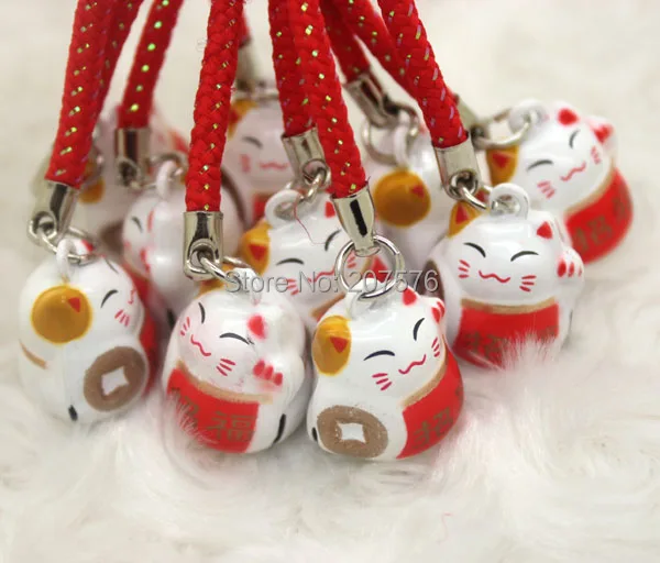 Маленькие оптовые продажи 10 шт Мини Lucky Cat дизайн цепи мобильный телефон ремешок с подвеской колокольчик сотовый телефон кулон Модные аксессуары для сумки#704