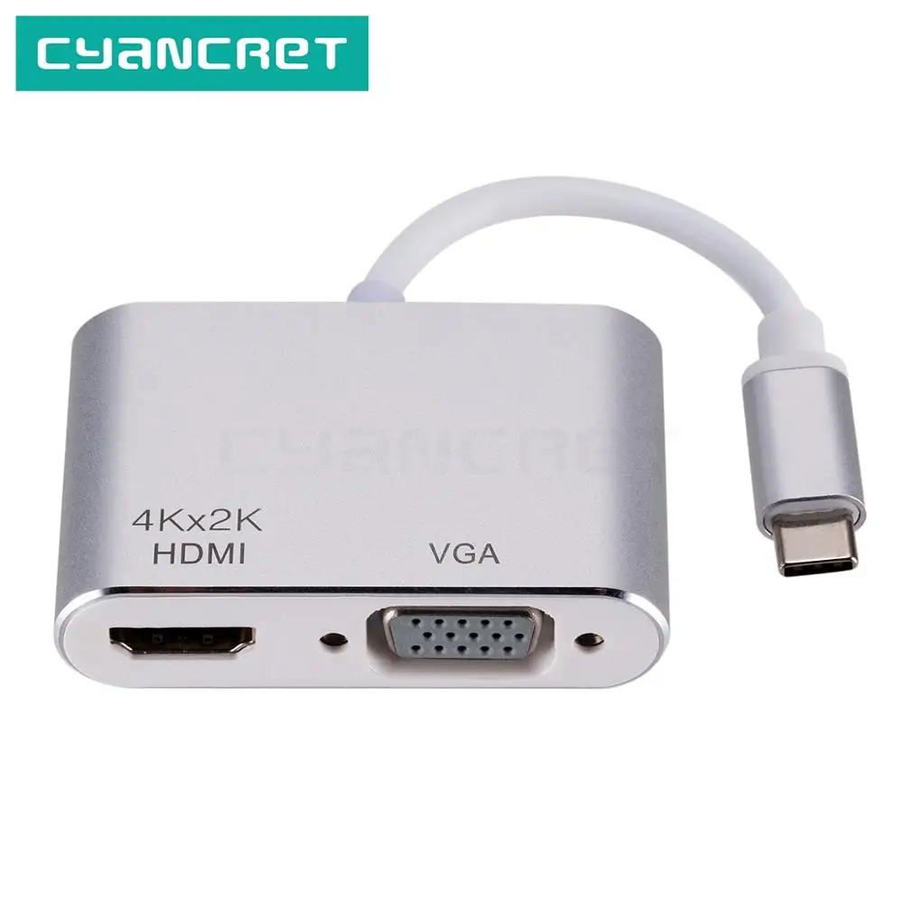 

Video Cable Type-C Adapter Dock Hub USB-C to HDMI 4K VGA HD Converter for Phone MacBook Chromebook Laptop Monitor Projector TV