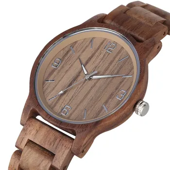 

Chic Casual Walnut Wood Watch for Men Luminous Pointer Quartz Watch Movement Handmade Wood Band with Folding Clasp Watches