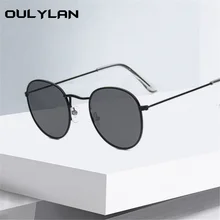 Oulylan, мужские винтажные Круглые Солнцезащитные очки 90 s, женские зеркальные Светоотражающие Ретро солнцезащитные очки, брендовые дизайнерские круглые оправы, UV400
