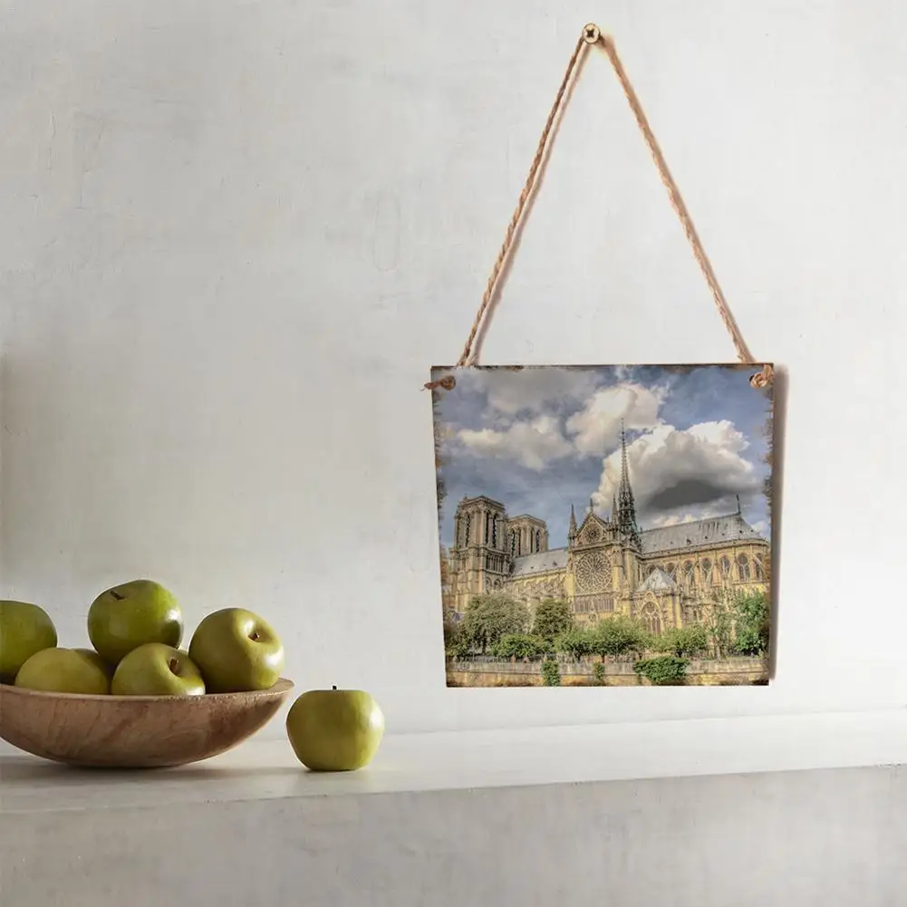 Notre Dame Wooden Hanging Square Home Decoration Crafts Hanging Board 3D Architecture Model Pendant Kit Notre Dame Wooden Hanging Square Home Decoration Crafts Hanging Board 3D Architecture Model Pendant Kit