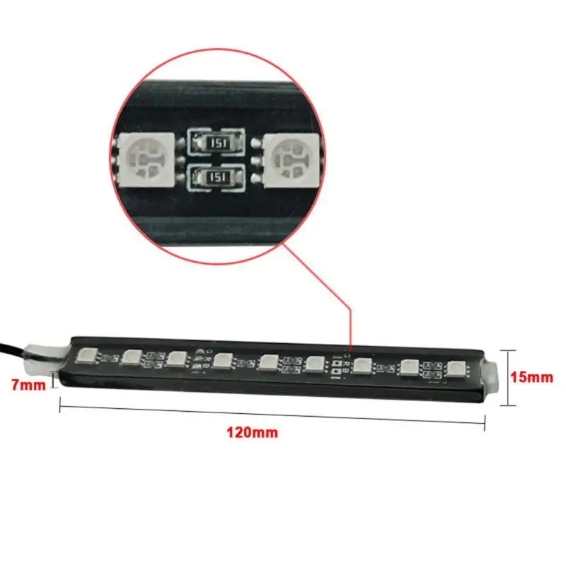 DC 12V SMD5050 RGB LED Гибкий свет Водонепроницаемый Автомобильный интерьер Footwell