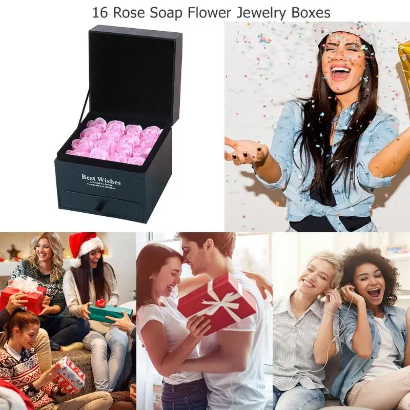 16 шт./кор. мыло для путешествий мыльные хлопья с красными розами ароматизированное мыло коробка для косметики подарок на день Святого Валентина