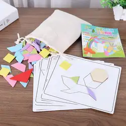 Деревянные головоломки Совета игрушки набор Для детей Tangram раннее развивающие игры для детей строительные блоки Форма когнитивные игрушки