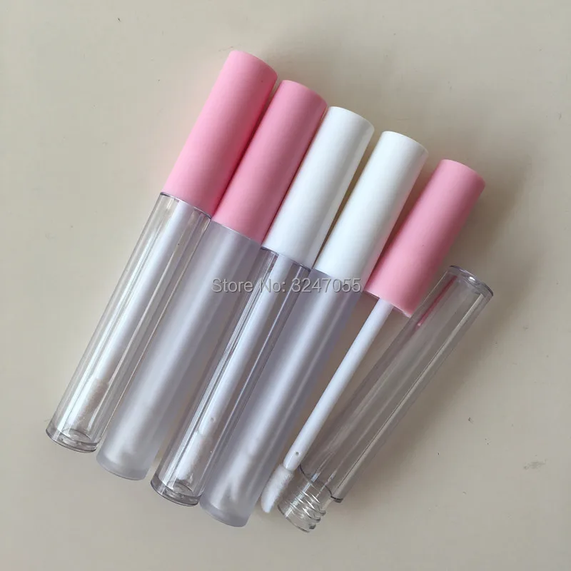 

2.5ML Plastic Frosted Empty Lipgloss Tube n Pink/White Lid,Clear Plastic Cosmetic Lip Gloss Container,Concealer RefillableBottle