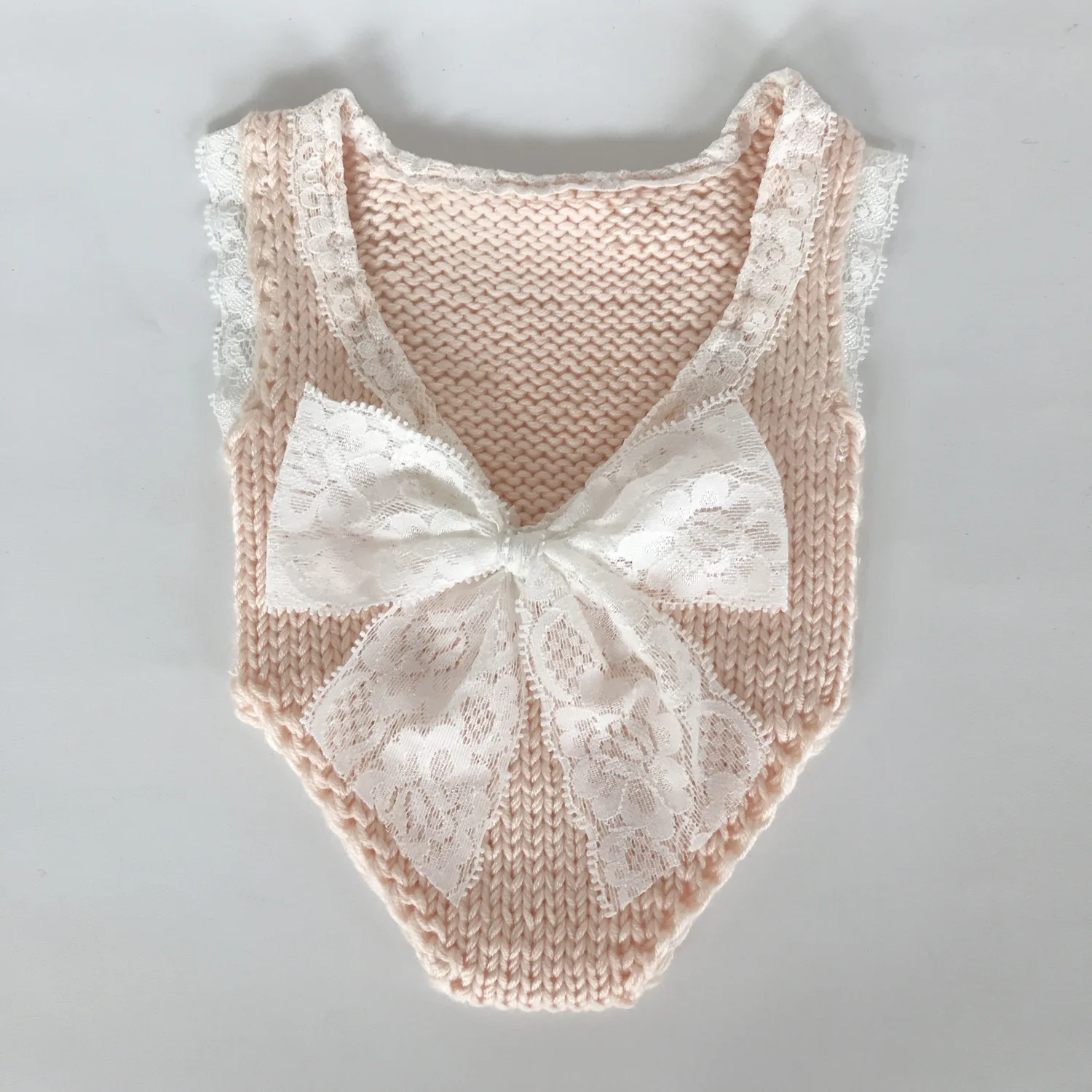 Newborn Baby Photography Props Lace Bow Baby Girl Knit Romper Infant Photography Clothes Baby Photo Props Accessories Fotografie