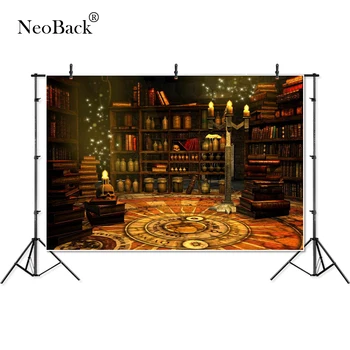 

Thin Vinyl books twinkling candles Skull bookshelf children Photography studio Backgrounds professional indoor Photo Backdrops