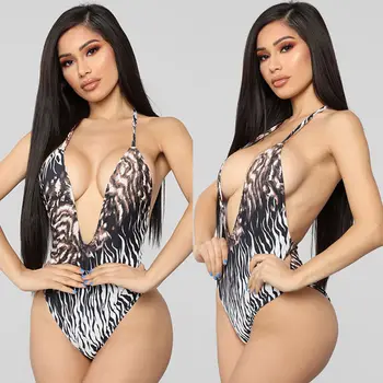 

Women Girl One-Piece Swimsuit Beachwear Bathing suit 2019 New Brand Summer V-Neck Print Sleeveless Rompers Sunsuits