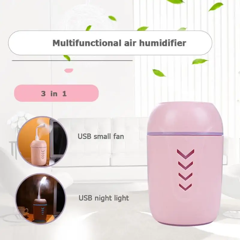 

200ml Air Humidifier 3 in 1 USB 7 Color Night Light Fan Ultrasonic Timing Aroma Essential Oil Diffuser Humidifier for Home Car