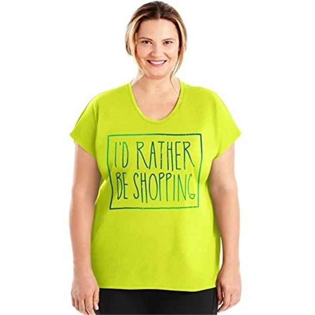 Просто мой размер 617914219833 Active Dolman Sleeve Graphic Tee Id Rather Be Shopping EAC 2XL| |