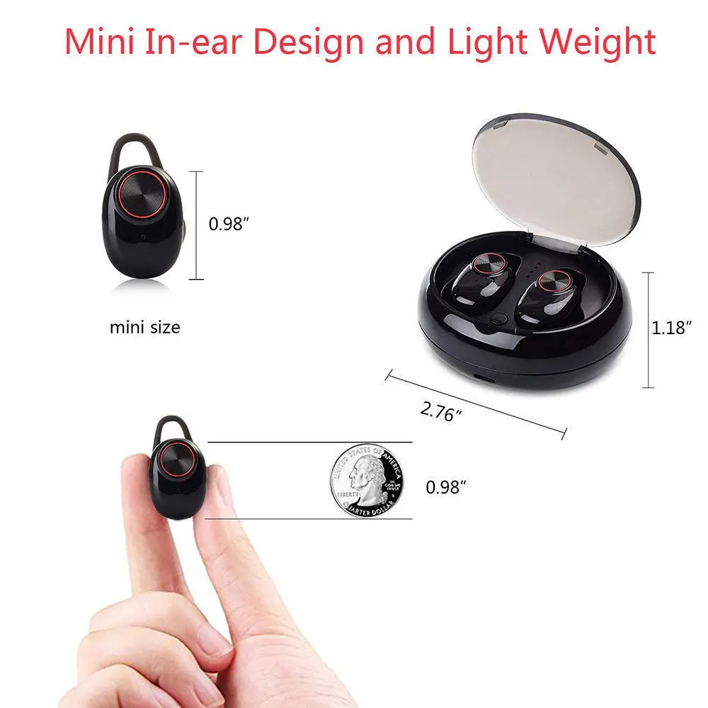 AKASO V5 TWS Bluetooth наушники с V5.0 EDR стерео звук беспроводной микрофон Спорт Sweatproof