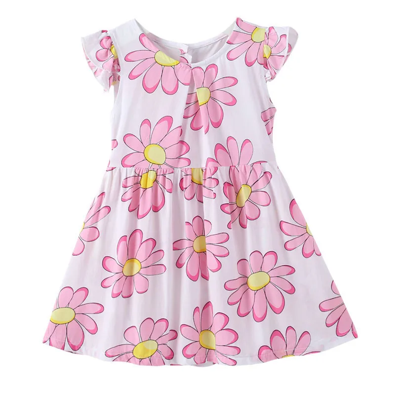 Children Dresses Kids Girl Flying Sleeve Flower Print Cotton And Linen Floral Dress Baby Girl Spring Summer Dresses Children Dresses Kids Girl Flying Sleeve Flower Print Cotton And Linen Floral Dress Baby Girl Spring Summer Dresses