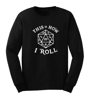 

Mens 20 Sided Dice Magic The Gathering Casual Long Sleeve T-Shirts Casual Men Tee