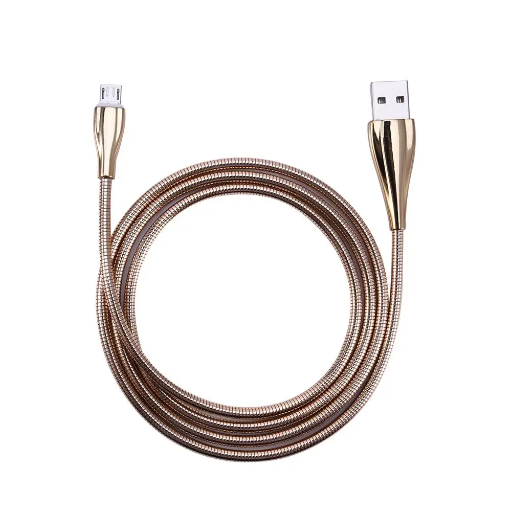 

Metal Hose Spring Fast Charging Data Cable 2.4A Micro USB High Quality Insulation Protection Without Winding For Xiaomi Huawei