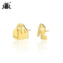 RIR новая мода женщина несоответствие красивые современные украшения на высоком каблуке и сумочка золотые серьги для бизнес красота Best подарок