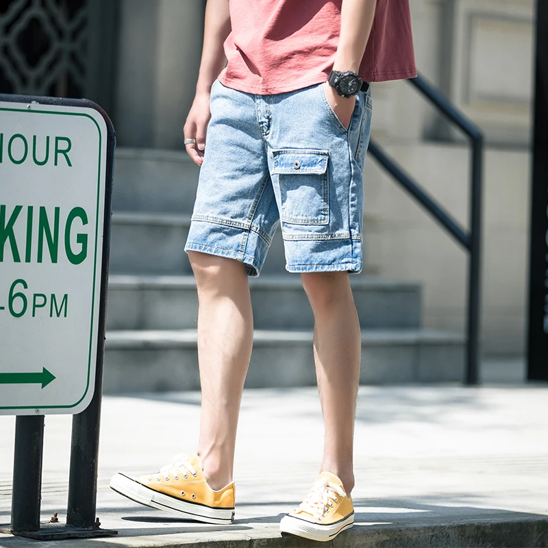 

Men's jeans 2019 men's multi-pocket straight loose denim shorts fashion personality slim casual travel wild men's clothing