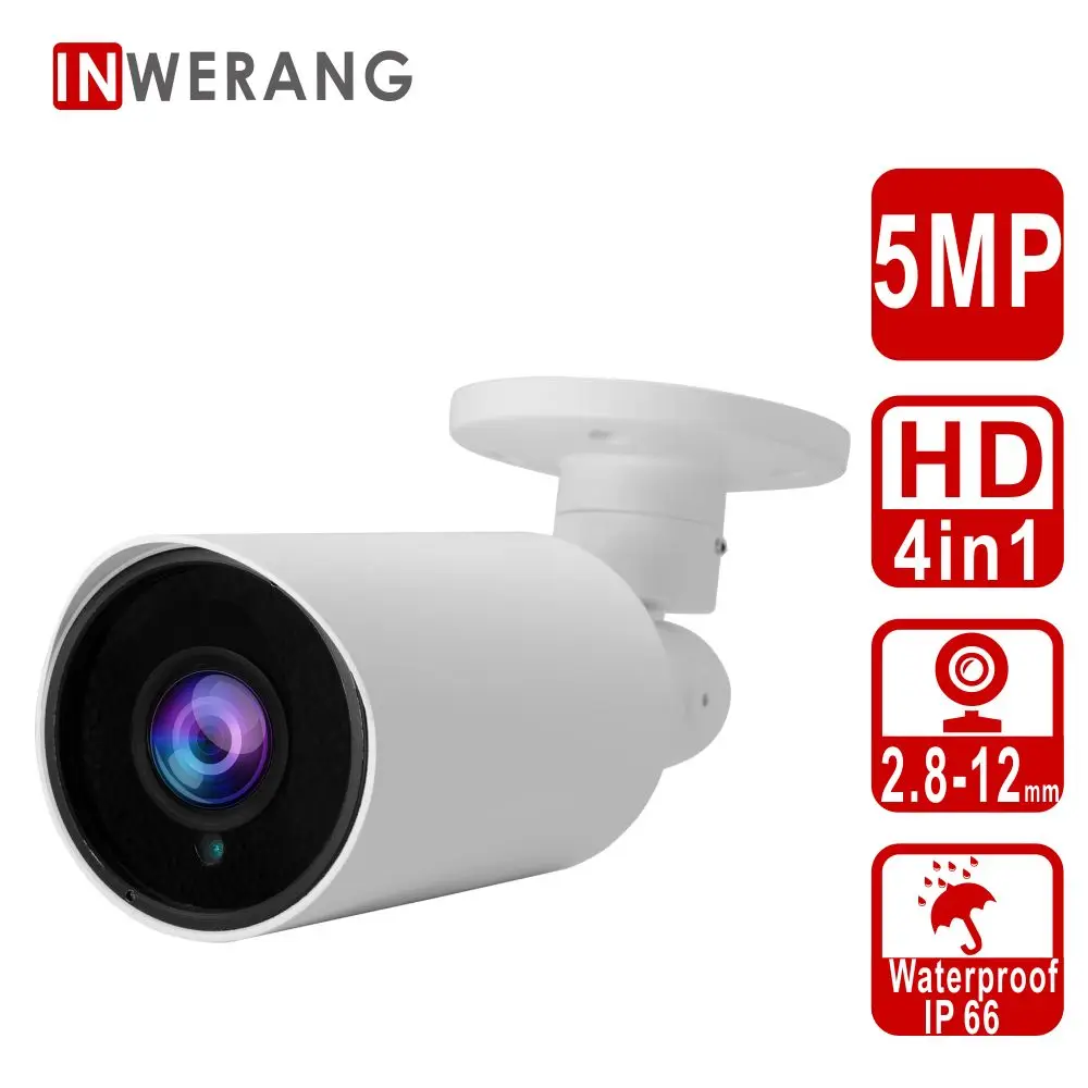 

Inwerang HD 5MP 4in1 Bullet Security Camera,2.8-12mm Ourdoor/Indoor Varifocal Lens 100ft Infrared Distance,IP66 Day&Night Vision