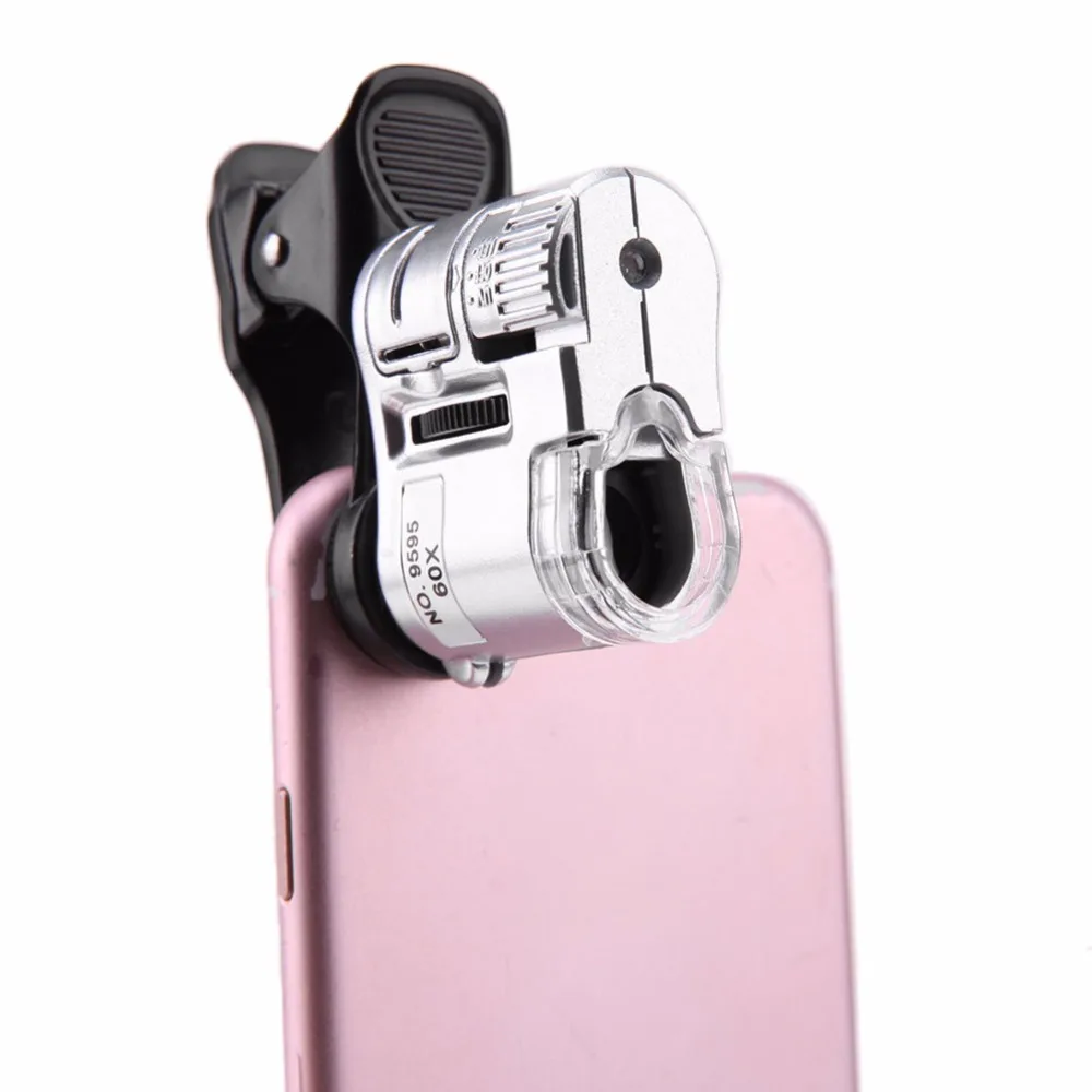 

Universal 60X Mobile Phone Microscope Macro Lens Zoom Micro Camera Clip with LED Light Phone lens