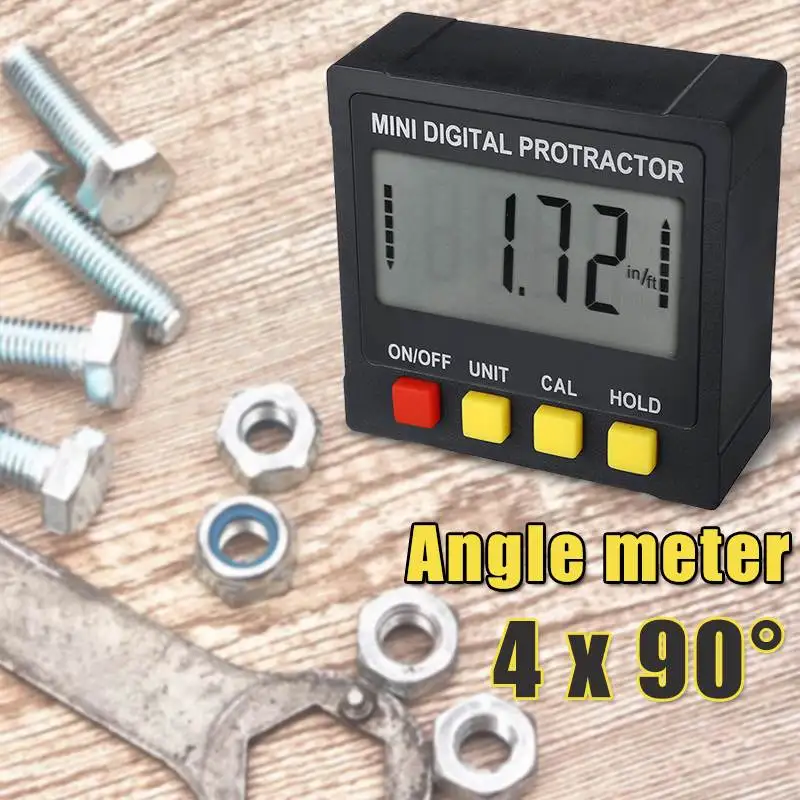

4x90 Mini Digital Angle Gauge Electronic Protractor Inclinometer Bevel Level Box Angle Meter with 4 Magnetic Side Measuring tool