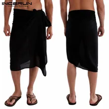 Модное банное полотенце INCERUN, мужские халаты, юбки, одноцветные свободные пижамы,, одеяло для отдыха, пляжное полотенце, юбки, Мужская домашняя одежда, S-5XL