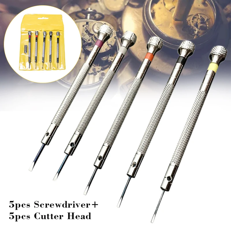 

5pcs Sliver Precision Screwdriver Set Eyeglasses Clock Watch Watchmaker Repair Tool Kit