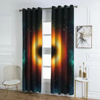 

2pcs/set Digital Printing Shading Sliding Curtains Home Blackout Curtain Window Blind Shading Screen Drapes for Home Decorations