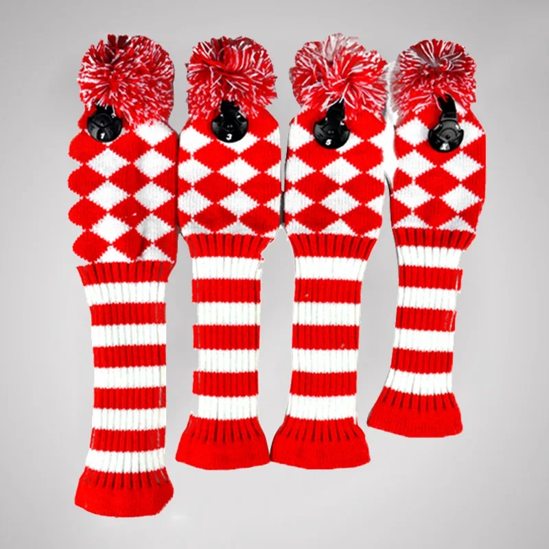 4pcs/set Knitted Wool Knit Golf Clubs Set Pom Sock Covers Dirver/Fairway Golf Club Head Cover Wood Headcovers Golf Accessories 4pcs/set Knitted Wool Knit Golf Clubs Set Pom Sock Covers Dirver/Fairway Golf Club Head Cover Wood Headcovers Golf Accessories