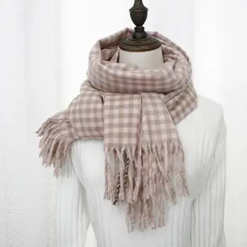 

Autumn Winter Women Plaid Tassel Scarf Cashmere Lattice Shawl Korean Tippet