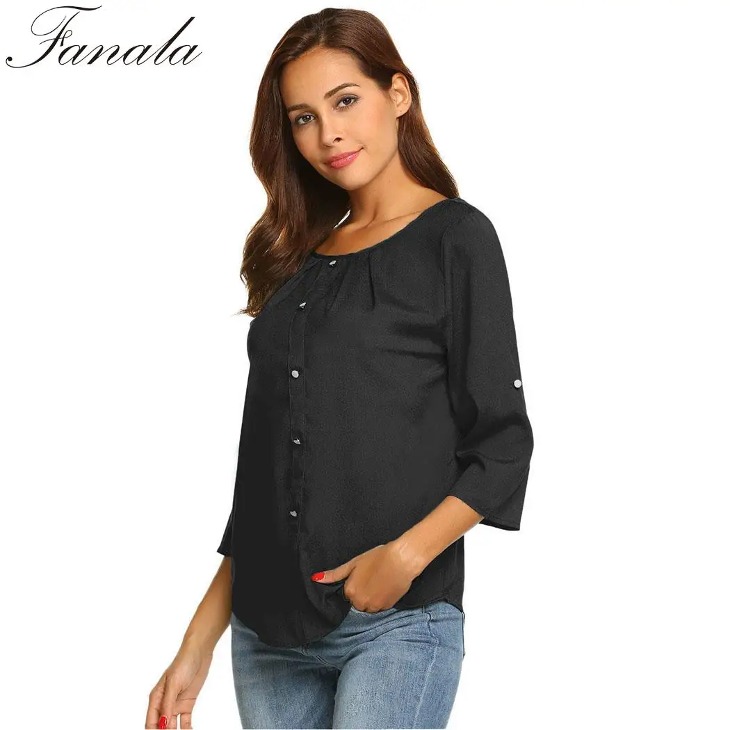 FANALA для женщин шифоновая блузка Blusas демисезонный повседневное свободные три