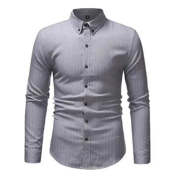 

2019 Mens Stripe Shirt Casual Male Slim Fit Mens Business Work Shirts Spring Summer Long-sleeve handsome Shirt Plus Size 4XL 5XL
