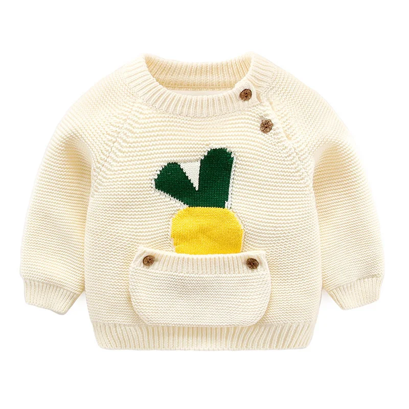 

Baby Infant Kids Girl Winter Clothes Boys Thicker Sweater With Pocket New Button Open Knit Warm Thick Outfit Coat Top Casual