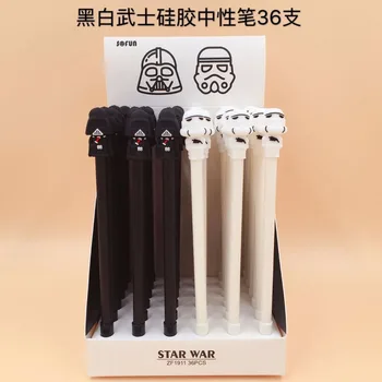

36pcs/pack 0.5mm Black Ink Creative Cartoon Star War Black White Warrior Gel Pen/student Prize Promotion Gift Unisex Sign Pen