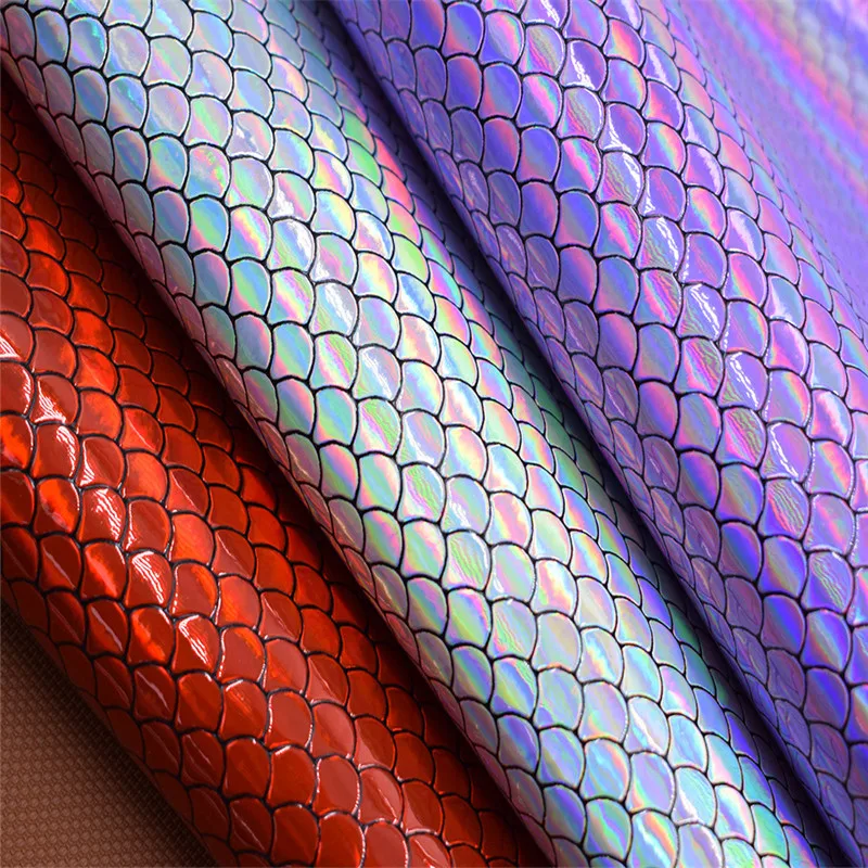 

Lychee Life A4 Fish-scale pattern Leather Fabric Colorful Fabric Modern Home Garment Textile Sewing Accessories Supplies