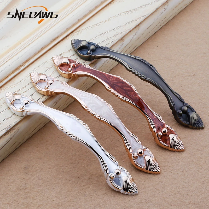 Furniture Handles Wardrobe Door Pulls Zinc Alloy Cabinet Furniture Door Handles 96/128mm Hole Pitch Handles for Furniture