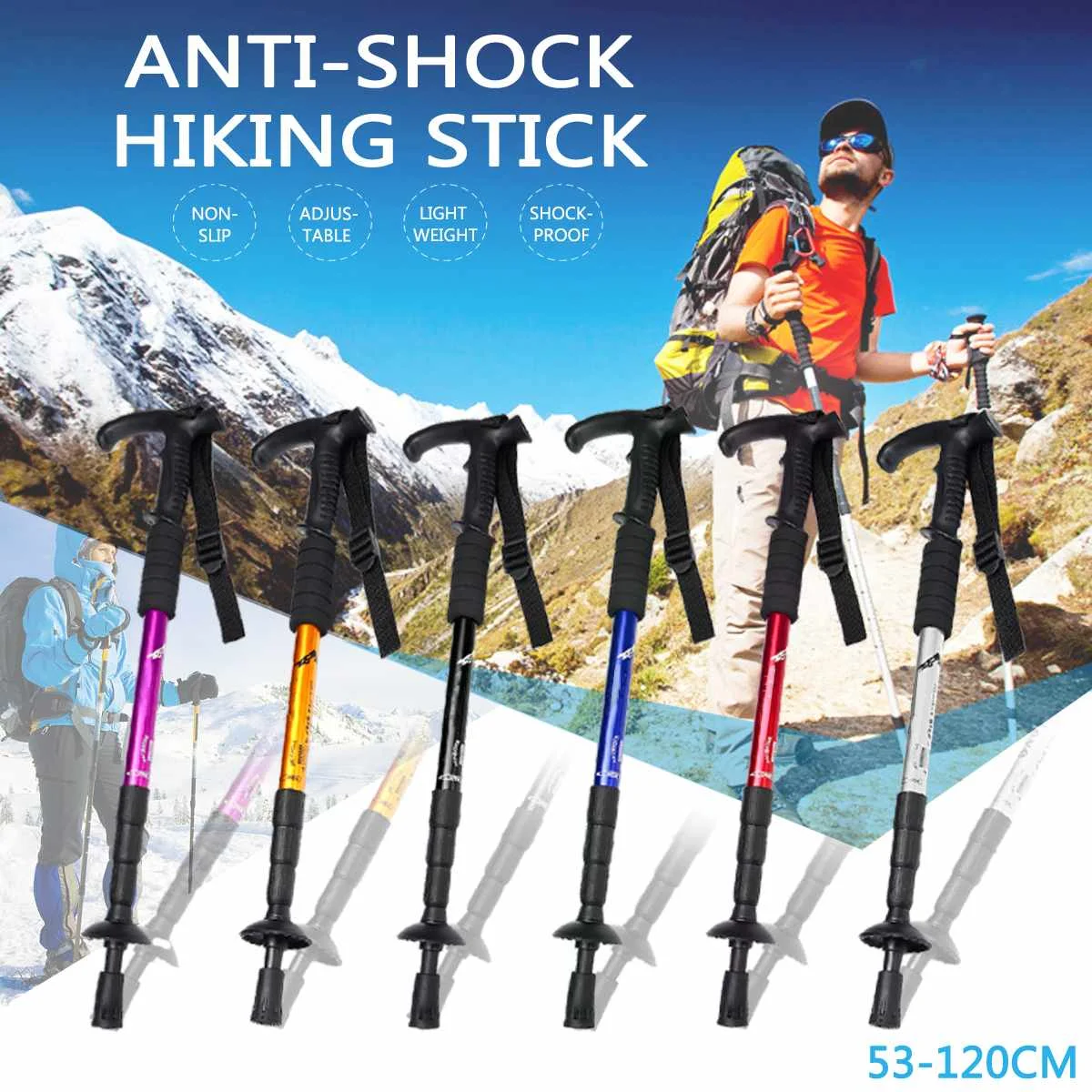 

Foldable Walking Stick Hiking Trekking Trail Ultralight 4-section Adjustable Canes Aluminum Alloy Folding Cane Walking Sticks