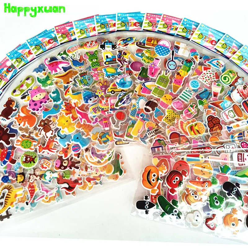 

Happyxuan 24 sheets Kids Cute 3D Animals Cartoon Stickers Mixed Dress Up School Teacher Reward Children Early Learning Toys