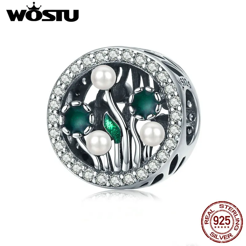 

WOSTU New Fashion 925 Sterling Silver Flowering shrub Beads Fit Charm Bracelet Necklace Pendant For Women Party Jewelry CQC1094