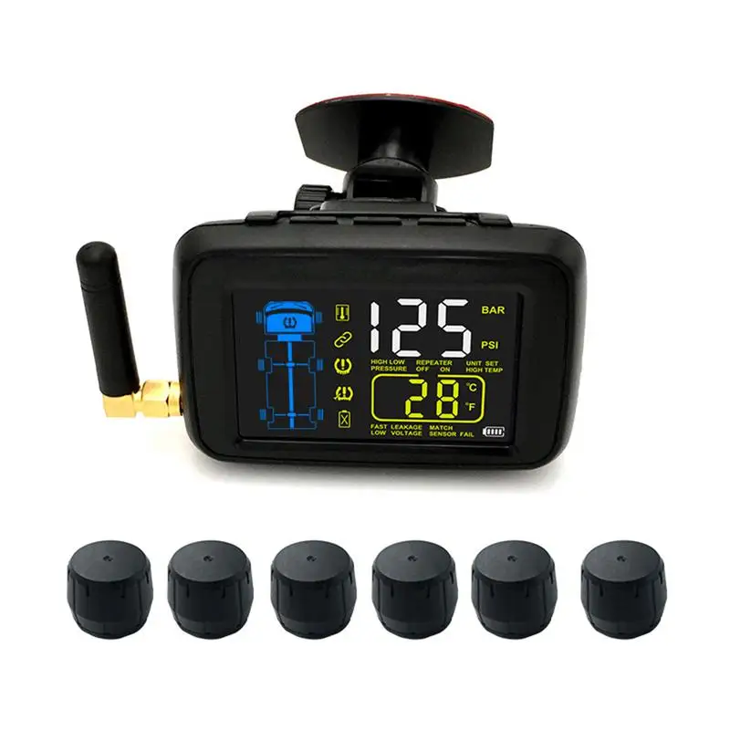 CAREUD DC8V-DC30V Universal Cars Trucks TPMS Car Wireless Tire Pressure Monitoring System + 6 Wheel Tires External Sensor LCD | Автомобили
