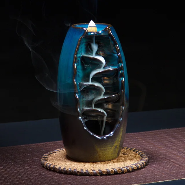 

3 Color Backflow Incense Burner Ceramic Aromatherapy Furnace Lotus Smell Aromatic Home Office Incense Crafts Incense Holder