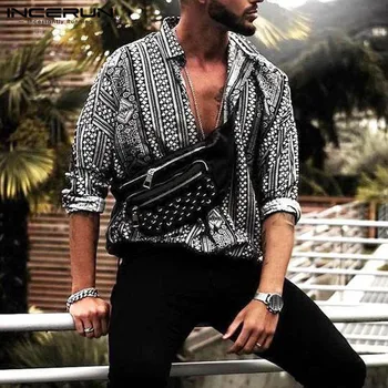 

2020 Chic Miamie Vacation Beach Men Tops Men Shirt Dress Social Long Sleeve Fashion Clothes Women Tee Tops Camisa Blouse Chemise