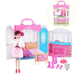 Популярный новый Город Друзья принцесса мечта дом Вилла красочный праздник дамы блестящие Роскошные праздник дом девушка игрушка дом