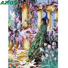 AZQSD картина маслом по номерам Павлин Ручная роспись холст Современная Настенная картина для гостиной украшение дома стены искусства животных